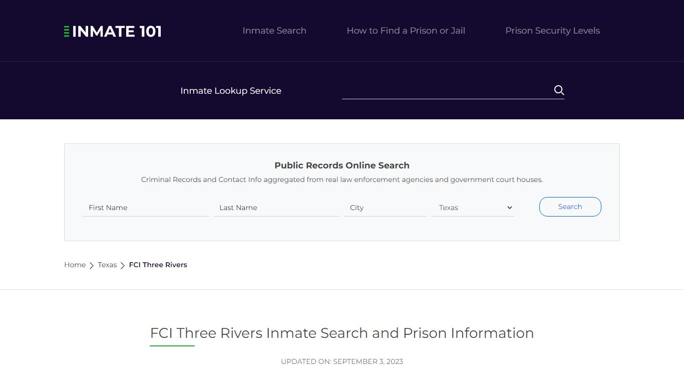 FCI Three Rivers Inmate Search | Lookup | Roster